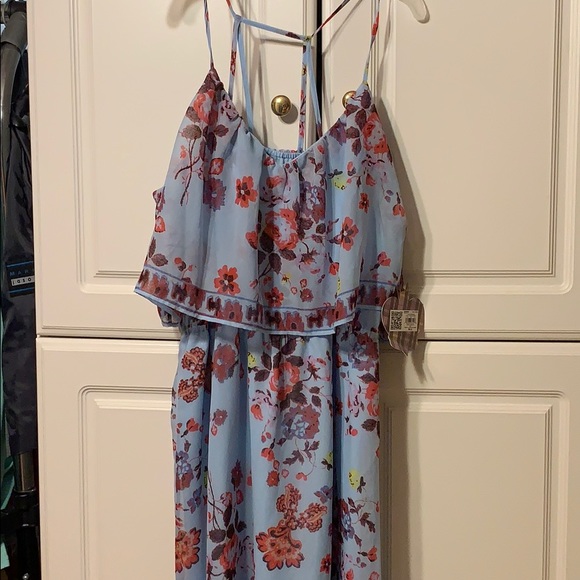 princess vera wang Dresses & Skirts - Blue floral spaghetti strap maxi dress NWT